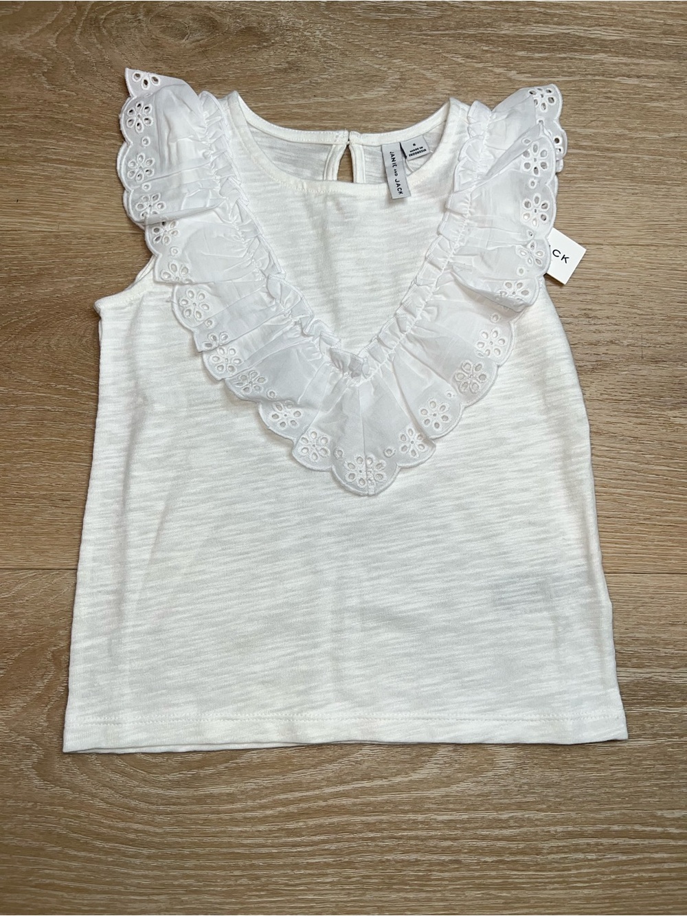 Janie & Jack Eyelet Ruffle Sleeveless Top, 100% Cotton Girls Size 6